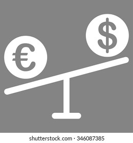 Currency Market vector icon. Style is flat symbol, white color, rounded angles, gray background.