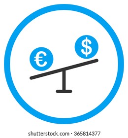 Currency Market vector icon. Style is bicolor flat circled symbol, blue and gray colors, rounded angles, white background.