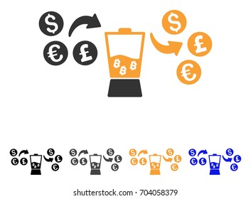 Currency Mixer icon. Vector illustration style is flat iconic symbol with black, grey, orange, blue color variants. Designed for web and software interfaces.