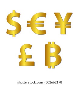 Currency Monetary Symbols Dollar Euro Yen Stock Vector (Royalty Free ...