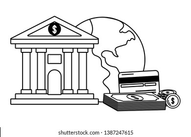 Currency money bill stack bank front black and white