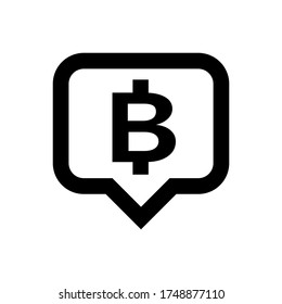 currency money in speech bubble square shape for icon, THB coin thailand for flat icon style, thai token money baht symbol black, illustration money medal thai black color, vector