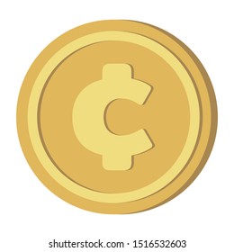 Currency money symbols icon : 
Cent ¢ gold coin vector illustration