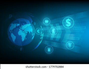 Currency money transfer and global symbol 