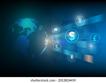 Currency money transfer and global symbol