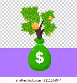 Currency money tree concept. US dollar symbol on blank background