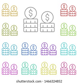 Currency multi color icon. Simple thin line, outline vector of saving money icons for ui and ux, website or mobile application