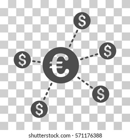 Currency Network Nodes icon. Vector illustration style is flat iconic symbol, gray color, transparent background. Designed for web and software interfaces.