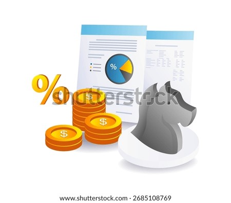 currency note design with horse icon for banking and financial concept