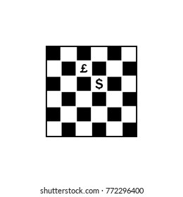 Currency on chess table icon. Strategy managment Icon. Premium quality graphic design. Signs, symbols collection, simple icon for websites, web design, mobile app on white background