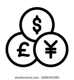 Diseño del Vector del icono del contorno de la divisa bueno para el Web o el App móvil