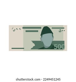 Currency of Pakistan. Five Hundred rupee. flat vector illustration