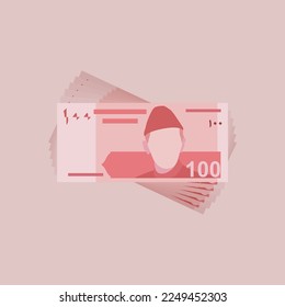 Currency of Pakistan One Hundred Rupee 100 PKR. Vector Illustration.