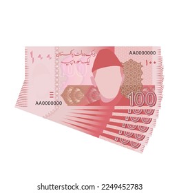 Currency of Pakistan One hundred Rupee 100 PKR. Vector Illustration. svg