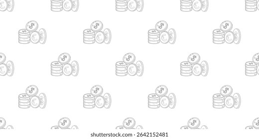 Currency Pattern Background. money Pattern Background. Money and Currency Doodle Pattern background. Finance and Wealth Illustration pattern design.