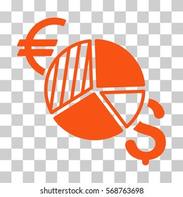Currency Pie Chart icon. Vector illustration style is flat iconic symbol, orange color, transparent background. Designed for web and software interfaces.