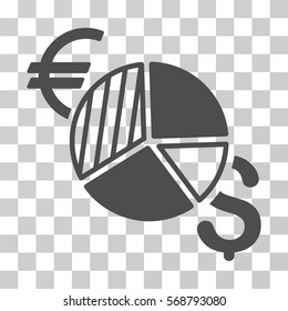 Currency Pie Chart icon. Vector illustration style is flat iconic symbol, gray color, transparent background. Designed for web and software interfaces.