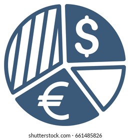 Currency Pie Chart vector icon. Flat blue symbol. Pictogram is isolated on a white background. Designed for web and software interfaces.