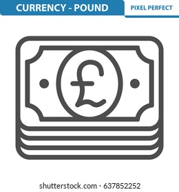 Currency - Pound Icon. Professional, pixel perfect icons optimized for both large and small resolutions. EPS 8 format. 12x size for preview.