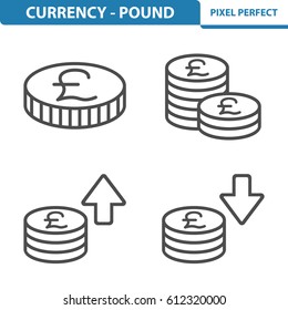Currency - Pound Icons. Professional, pixel perfect icons optimized for both large and small resolutions. EPS 8 format. 5x size for preview.
