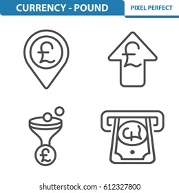 Currency - Pound Icons. Professional, pixel perfect icons optimized for both large and small resolutions. EPS 8 format. 5x size for preview.