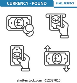 Currency - Pound Icons. Professional, pixel perfect icons optimized for both large and small resolutions. EPS 8 format. 5x size for preview.