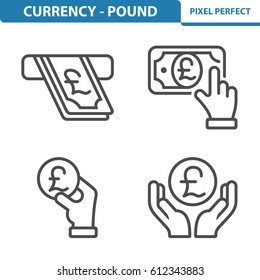 Currency - Pound Icons. Professional, pixel perfect icons optimized for both large and small resolutions. EPS 8 format. 5x size for preview.