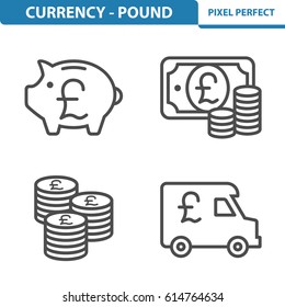 Currency - Pound Icons. Professional, pixel perfect icons optimized for both large and small resolutions. EPS 8 format. 5x size for preview.