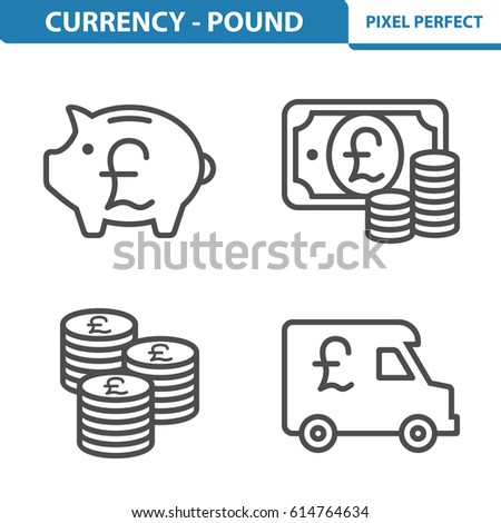 Currency - Pound Icons. Professional, pixel perfect icons optimized for both large and small resolutions. EPS 8 format. 5x size for preview.