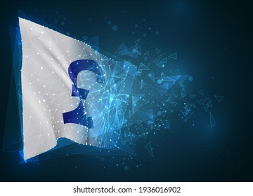 currency pounds, vector flag, virtual abstract 3D object from triangular polygons on a blue background
