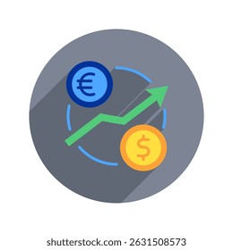 Currency Rate rounded flat color, mini illustration icon. use for modern concept, print, UI, UX kit, web and app development. Vector related to sales, logistic and ecommerce