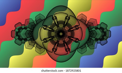Currency  realistic emblem. Curvy Colorful multicolored graceful background. Vector illustration. 