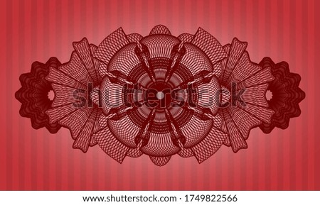 Currency red color emblem. Bars handsome background. Artistic illustration. 