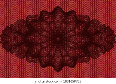Currency Red woolen fabric realistic badge. Cloth exquisite background. Artistic illustration. 