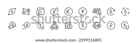 currency related icon set. Editable stroke. Pixel Perfect 24x24px icons