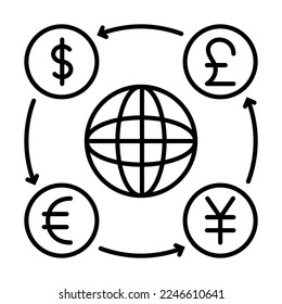 Currency Related Vector Line Icons. Contains such Icons as Exchange Rate and Currency Forecast, Change Graph