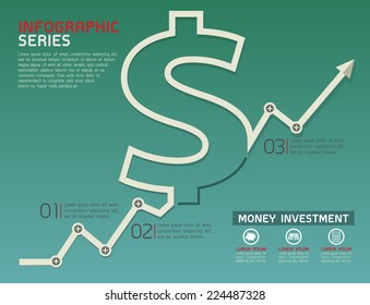 Currency Rising Line Diagram Template Vector