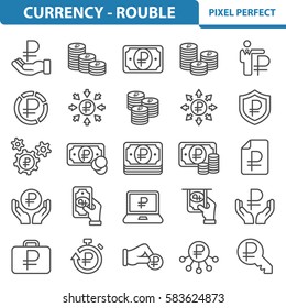 Currency - Rouble Icons. Professional, pixel perfect icons optimized for both large and small resolutions. EPS 8 format. 2x size for preview.