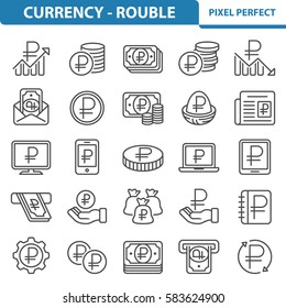 Currency - Rouble Icons. Professional, pixel perfect icons optimized for both large and small resolutions. EPS 8 format. 2x size for preview.