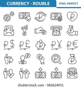 Currency - Rouble Icons. Professional, pixel perfect icons optimized for both large and small resolutions. EPS 8 format. 2x size for preview.