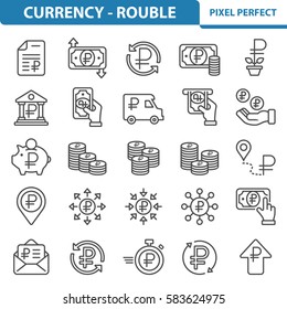 Currency - Rouble Icons. Professional, pixel perfect icons optimized for both large and small resolutions. EPS 8 format. 2x size for preview.