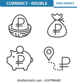 Currency - Rouble Icons. Professional, pixel perfect icons optimized for both large and small resolutions. EPS 8 format. 5x size for preview.