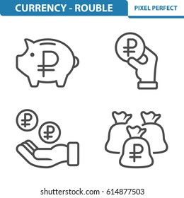 Currency - Rouble Icons. Professional, pixel perfect icons optimized for both large and small resolutions. EPS 8 format. 5x size for preview.