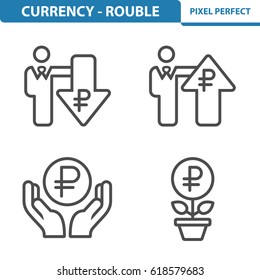 Currency - Rouble Icons. Professional, pixel perfect icons optimized for both large and small resolutions. EPS 8 format. 5x size for preview.