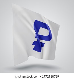 currency rubles on vector 3d flag isolated on white background