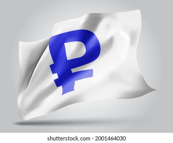 currency rubles on vector 3d flag isolated on white background