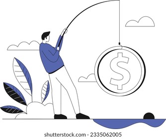 Currency search, Flat vector illustration