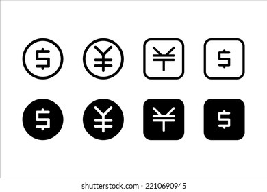 iconos de juego de divisas, en fondo blanco.