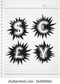 CURRENCY SIGN DOODLE VECTOR