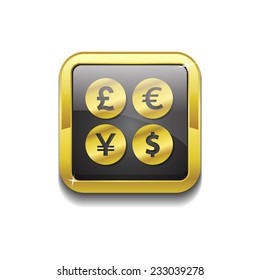 Currency Sign Gold Vector Icon Button